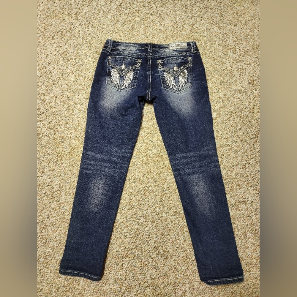 Miss Me Dark Wash Skinny Jeans with Embellished Back Pockets